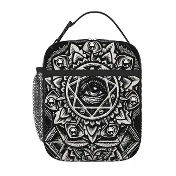 Ланч-тотализатор Eye Of God с цветочной мандалой, кавайная сумка, детская сумка для ланча, термос для ланча