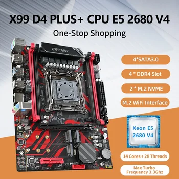 Материнская плата ERYING X99 D4 PLUS LGA 2011-3 XEON X99 с Комбинированным Комплектом Процессоров E5 2680 v4 CPU