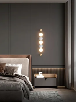 Медный настенный светильник для прикроватной тумбочки в спальне, Скандинавский современный столб, простая и легкая Роскошная лестница, диван для гостиной, настенный светильник для телевизора