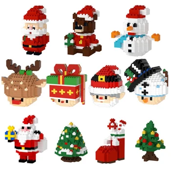 Мини-блоки Рождественская модель Санта-Клауса, микро-кирпичи, строительный блок, игрушка для детей, снеговик, детская игрушка, Рождественский подарок