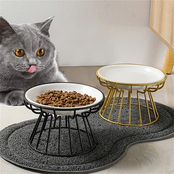 Миска для кошек, керамическая миска, Миска для скандинавских собак, Высокая керамическая миска для кошачьего корма, тарелка для закусок, тарелка для консервирования с защитой от шейки матки