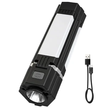 Многофункциональный светодиодный фонарик BORUiT Type-C, перезаряжаемый рабочий фонарь, 5 режимов освещения, встроенный аккумулятор с магнитом и крючком