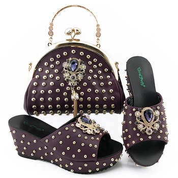 Модные босоножки с маффиновой подошвой, украшенные бусинами, Носите Удобную и универсальную Элегантную женскую обувь и комплект сумок