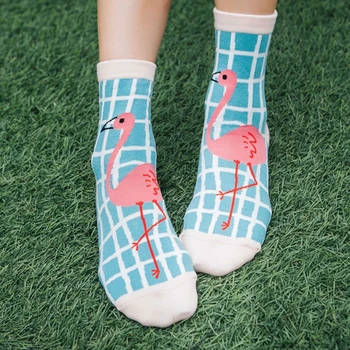 Модные носки с рисунком птицы Харадзюку, Фламинго, с мультяшными животными, Женские Носки для девочек, прямая доставка