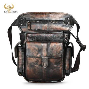 Мужская дизайнерская сумка-мессенджер из натуральной кожи 8 дюймов, многофункциональная кофейная поясная сумка, сумка для ног, чехол 913
