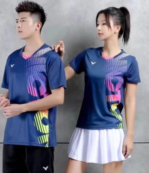 Мужская и женская футболка для бадминтона Victory из быстросохнущего материала, мягкая дышащая теннисная тренировочная рубашка