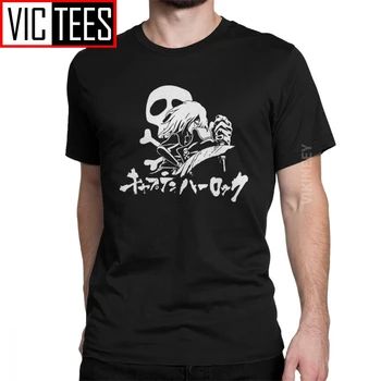 Мужская футболка Harlock Space Pirate Skull Крутая футболка из чистого хлопка Капитан Манга Аниме Camisas Hombre 3D принт