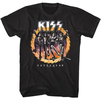 Мужская футболка Kiss Destroyer Jumping с изображением альбома рок-группы, концертного тура, винтажный мерч