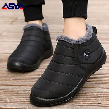 Мужские ботинки ASYAPOY, водонепроницаемая зимняя обувь, мужские ботильоны без застежки, сохраняющие тепло зимние ботинки Botas Hombre