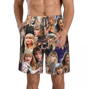 Мужские пляжные шорты Taylor Photo Collage для фитнеса, Быстросохнущий купальник, Забавные 3D шорты Street Fun