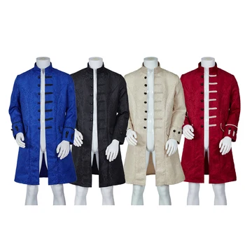 Мужской средневековый Викторианский костюм 18 века, стимпанк, готический жакет, костюм Королевского военного офицера в стиле колониального барокко, мужские пальто в стиле королевского барокко