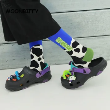Мультяшные милые хлопчатобумажные носки с коровьими пятнами, детская индивидуальность, забавный девичий носок, счастливые носки для скейтборда для девочек, кальцетины