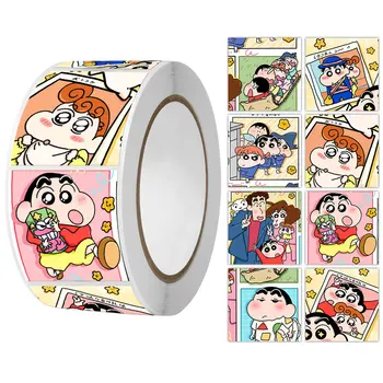 НОВЫЕ 500шт Квадратные уплотнительные наклейки Crayon Shinchan, самоклеящиеся этикетки, детские мультяшные наклейки, Детские игрушки Kawaii, подарки