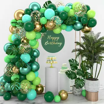 Набор зеленых воздушных шаров, Гирлянда, Арка в стиле Сафари в джунглях, декор для вечеринки по случаю Дня рождения, Детская свадьба, Принадлежности для вечеринки по случаю Дня рождения, Воздушный шар для душа ребенка