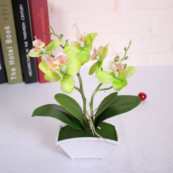 Набор цветов с имитацией искусственной бабочки и орхидеи с настоящими листьями, искусственные растения, цветочный комплект для свадьбы P0.2