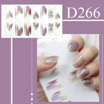 Наклейки для ногтей, украшения, Многоцветный блестящий слайдер для ногтей, наклейка для маникюра, долговечная безопасность, поддельные накладки для ногтей, Наконечники D266