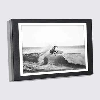 Настенная Фоторамка Из Черного Дерева 9x13 13x18 A3 с Черно-Белым Плакатом Surfer Man Кокосовая Пальма Пляж Путешествия Холст Картина Рамка