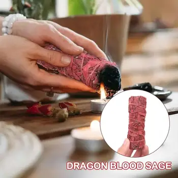 Натуральная Травяная Ароматерапия Dragon Blood Sage Красные Пучки Шалфея Sage Smudge Stick Dragon Blood Sage Bundles Для Домашней Очистки S5L7