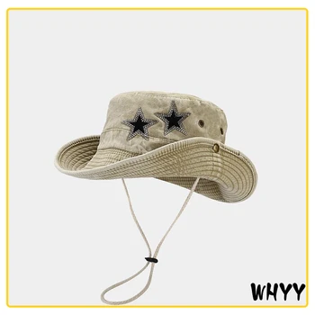 Новая креативная мужская джинсовая шляпа с пятиконечной звездой, женская солнцезащитная шляпа для кемпинга, альпинизма, отдыха, Рыбацкая шляпа
