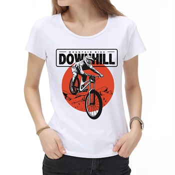 Новая модная летняя женская классическая футболка с принтом Adventure Downhill Bike, женские топы для новинок, Белые повседневные футболки