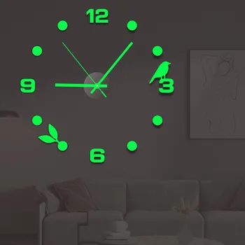 Новые Светящиеся настенные часы Большие часы Horloge 3D DIY Акриловые Зеркальные наклейки Кварцевый Duvar Saat Klock Современный Немой будильник