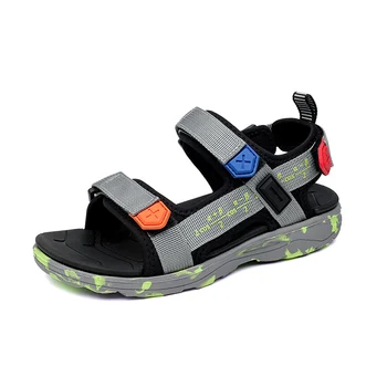 Новые детские сандалии для мальчиков, летняя модная пляжная обувь для больших детей, легкая нескользящая, Размер 28-41