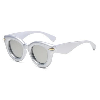 Новые модные солнцезащитные очки с заклепками в минималистичном стиле, Овальные очки для уличных съемок, Универсальные солнцезащитные очки для женщин