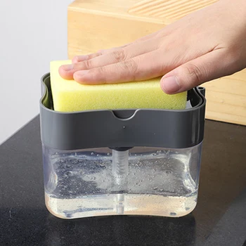 Новый дозатор мыла с держателем губки, ручной пресс, дозатор жидкости для чистки, контейнер для мыла, Органайзер для мыла, инструменты для чистки кухни