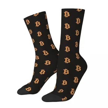 Носки с логотипом Bitcoin, Мужские И женские повседневные носки из полиэстера, Новинка, Весна, Лето, Осень, Зима, Носки средней длины, подарок