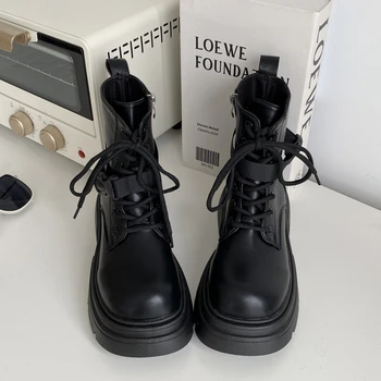 Обувь для женщин Marton Boots, Осень 2023, Новые женские ботильоны на двойной молнии, мотоциклетные ботинки на платформе и толстом каблуке, женские ботинки