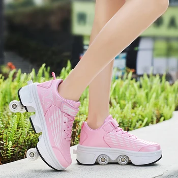 Обувь для роликовых коньков для детей, весна-осень 2023, модные повседневные ботинки Sprots на 4 колеса для девочек, игрушки для мальчиков, детская обувь