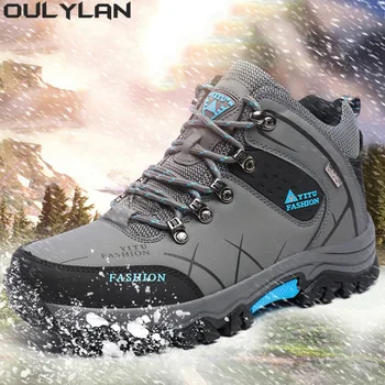 Обувь для скалолазания Oulylan, спортивная обувь с плюшем и толстой изоляцией, мужские походные водонепроницаемые треккинговые ботинки, обувь на горной резиновой подошве.