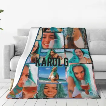 Одеяла Karol G Singer, коралловый флис, Плюшевые Летние дышащие Супер Теплые Пледы для домашнего дивана, коврик