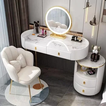 Оптовая продажа мебели для спальни в скандинавском роскошном стиле, деревянный комод, туалетный столик для макияжа с зеркалом