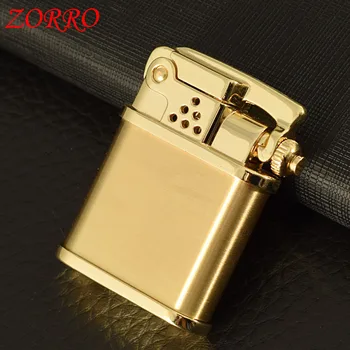 Оригинальная бензино-керосиновая зажигалка Zorro Metal Brass, короткое автоматическое зажигание, Аксессуары для курения, Подарок для мужчин