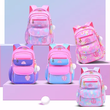 Ортопедические сумки для начальной школы для девочек, детский рюкзак градиентного цвета, большой емкости, детский легкий рюкзак Mochila
