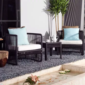 Открытый ротанговый диван открытый отель внутренний двор сад проживание в семье досуг ротанговый стул журнальный столик комбинированная мебель