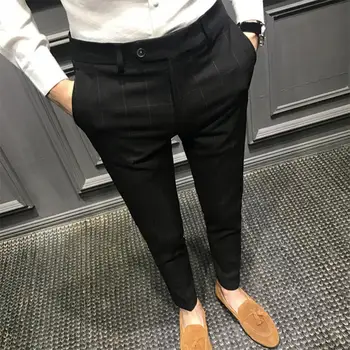 Отличные мужские брюки против морщин, тонкие мужские костюмные брюки, деловые мужские брюки