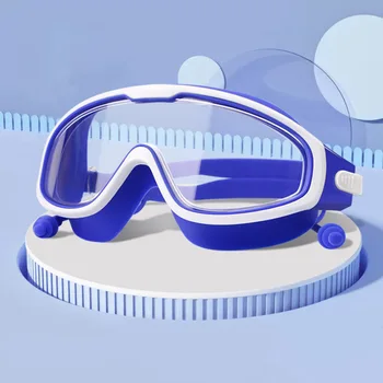 Очки в большой оправе для взрослых, Мужские и женские универсальные очки для плавания, HD Прозрачные водонепроницаемые противотуманные очки