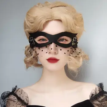 Очки для вечеринки в честь Хэллоуина, капюшон, закрывающий половину лица прозрачной сеткой, Цветочная повязка на глаза, женская маска на Хэллоуин