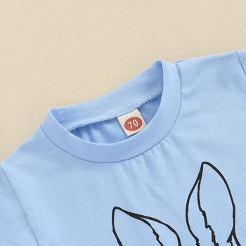 Пасхальный наряд для маленьких мальчиков, футболка с милым кроликом, топ и эластичные шорты, комплект летней одежды для мальчиков