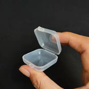 Пластиковая коробка Для мелких предметов Прозрачные Упаковочные коробки Прочные Серьги Кольца Коробка для хранения Прямоугольная Квадратная Организация Мини-хранения