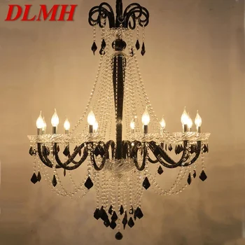 Подвесная лампа из европейского хрусталя DLMH, лампа с черной свечой, гостиная, ресторан, вилла, лестница, Двухуровневое здание, люстра