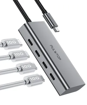 Портативный 4-портовый концентратор USB C Только для передачи данных 4 * USB-c10 Гбит/с, Многопортовый адаптер USB-концентратора для MacBook Pro, Chromebook, iMac, XPS