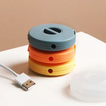 Портативный футляр для хранения кабеля передачи данных с устройством для намотки, круглый многофункциональный провод для наушников, зарядный кабель, коробка для хранения