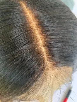 Потрясающие Прямые Синтетические парики на кружеве 13X4 без клея Из высококачественных Термостойких волокнистых волос с пробором посередине для женских париков