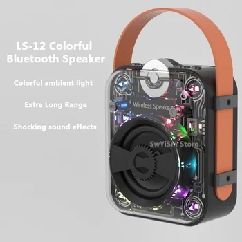 Прозрачный Меха Модный Портативный RGB Звукосниматель Rhythm Light Game Bluetooth Динамик Caixa De Som Кемпинг Тяжелый Бас Семейная Вечеринка