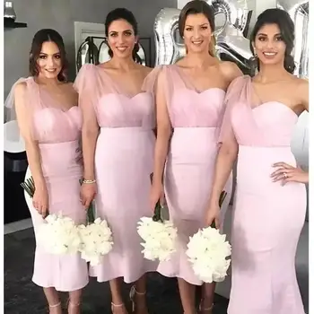 Простое Розовое Платье Подружки Невесты-Футляр 