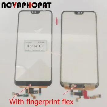 Протестированный черный датчик с гибким кабелем Fingerrint для Huawei Honor 10 Сенсорный экран Дигитайзер Передняя Стеклянная линза Панель экрана