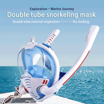 Профессиональная маска для подводного плавания с двойной дыхательной трубкой Маска для дайвинга Маска для взрослых Очки для подводного плавания Снаряжение для водных видов спорта